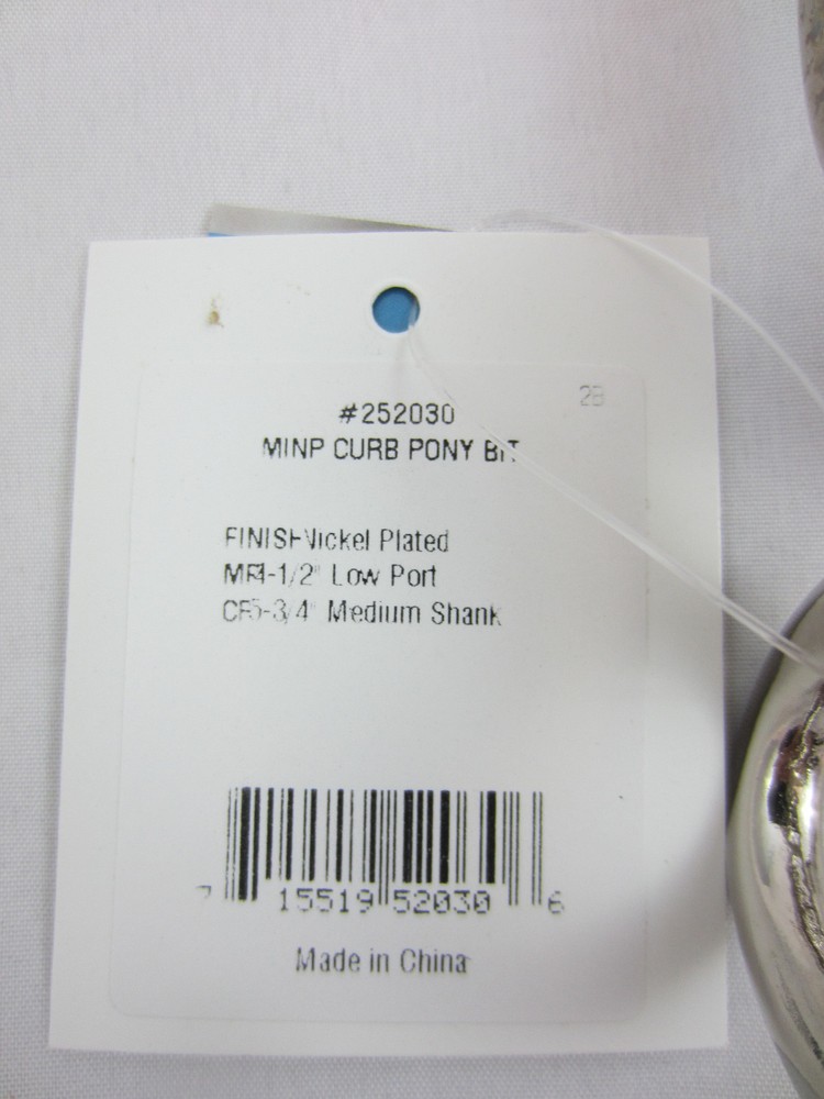 Partade MetLab pony size curb bit chrome grazing bit Level 2 NWT