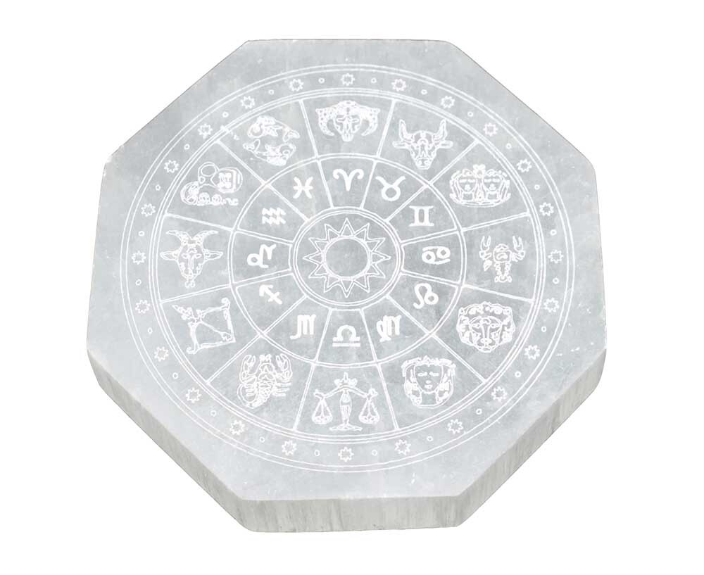 Selenite Octagon Zodiac 10cm