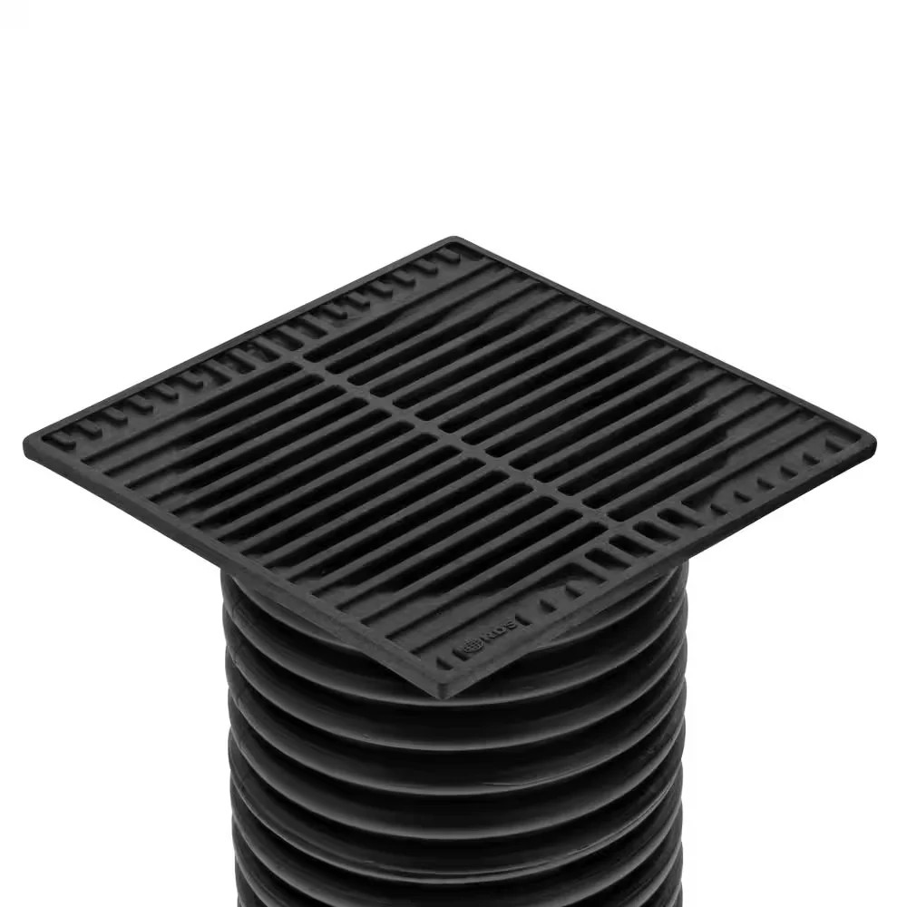 9 in Plastic Square Drainage Grate Black Replacement for Catch Basin 970