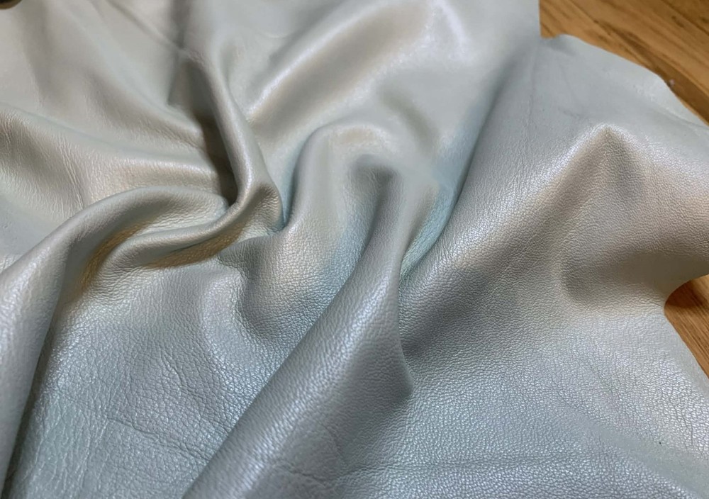 Metallic Pale Blue - Lambskin Leather - 8 Square Feet