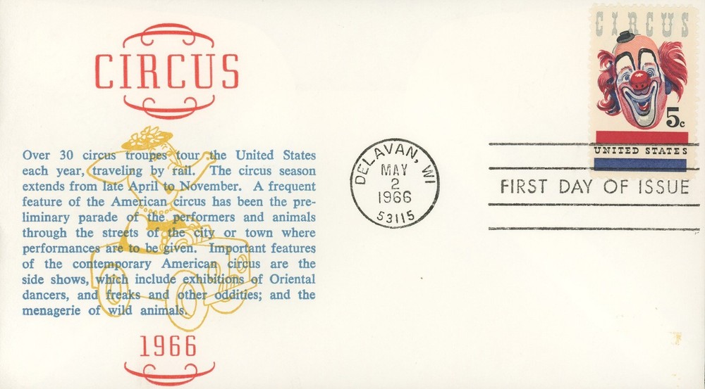 US 1309 FDC Circus Clowns Von Ohlen