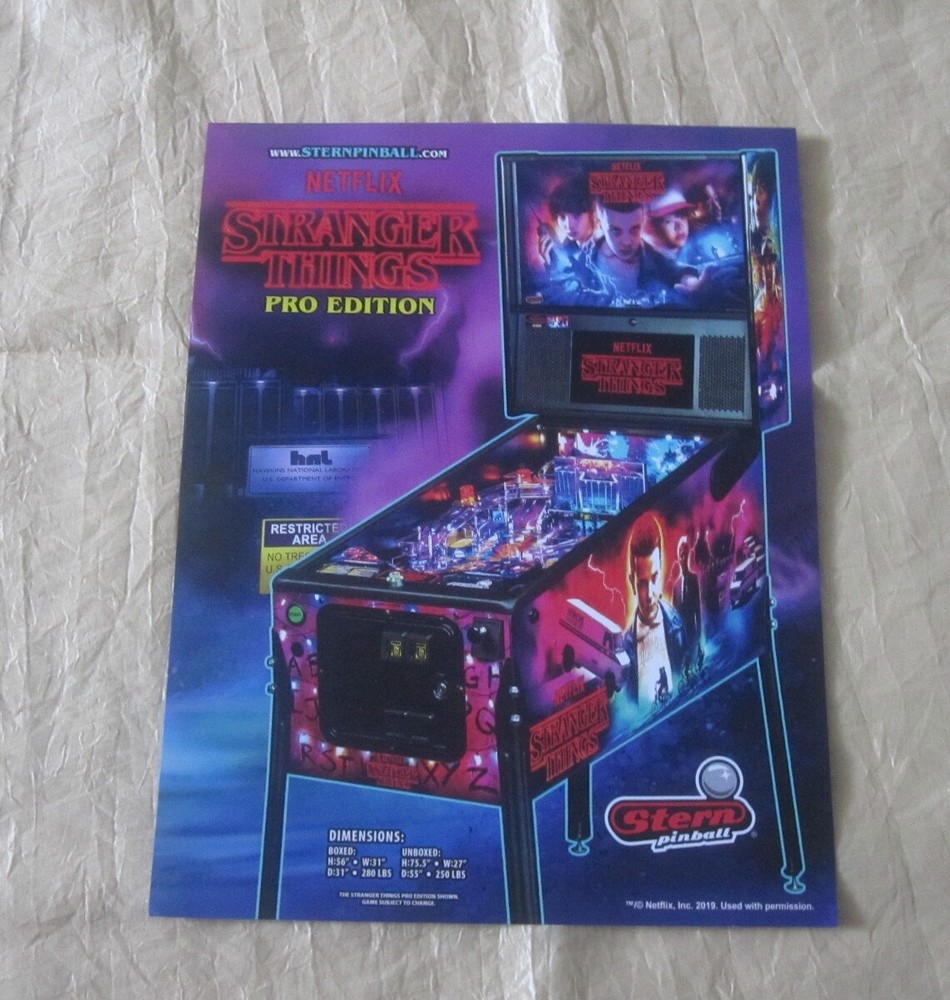 2019 STERN STRANGER THINGS PINBALL FLYER