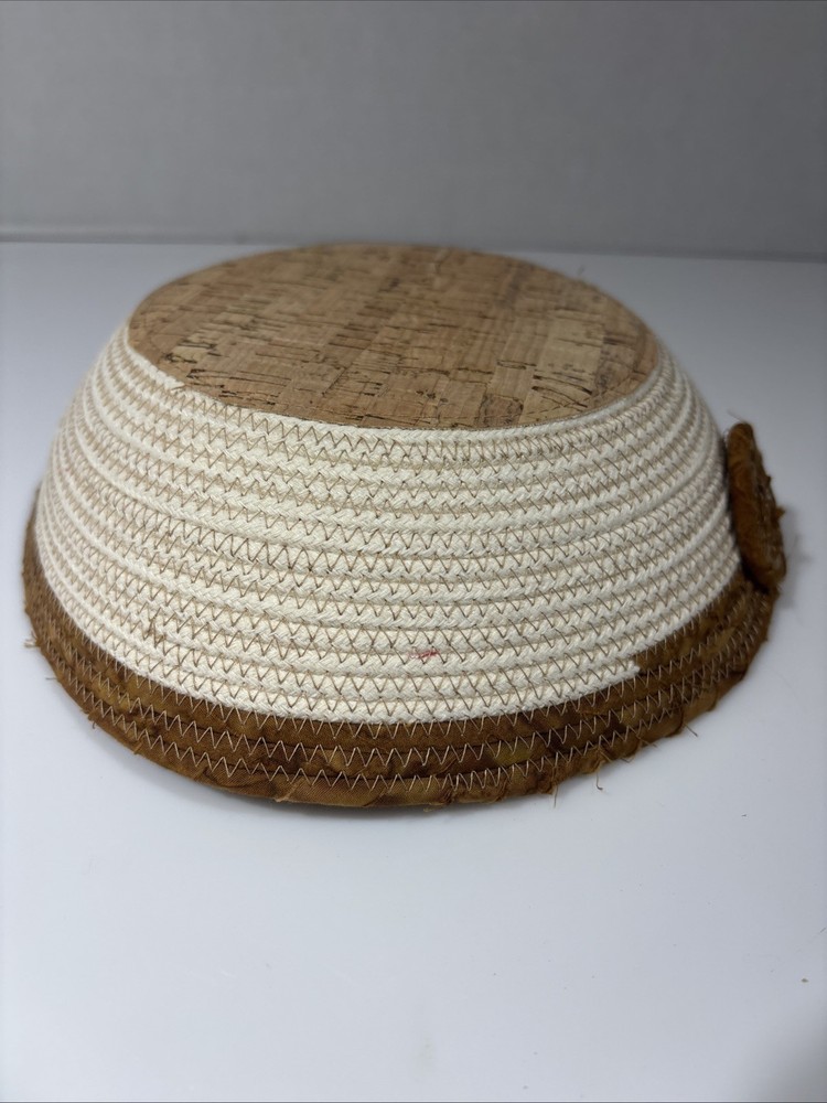 Woven Fabric Cork Seashell Basket Beachy