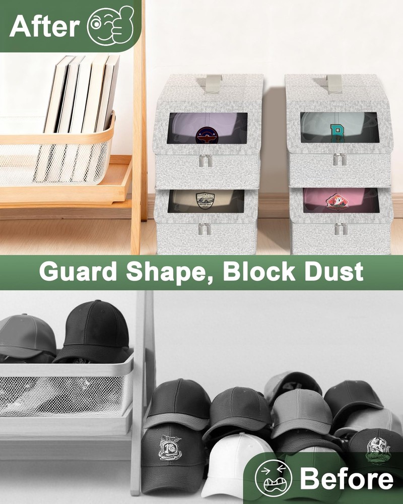 Hat Organzier for Baseball Caps - 2 PCS Stackable Hat Storage Holder Holds up...