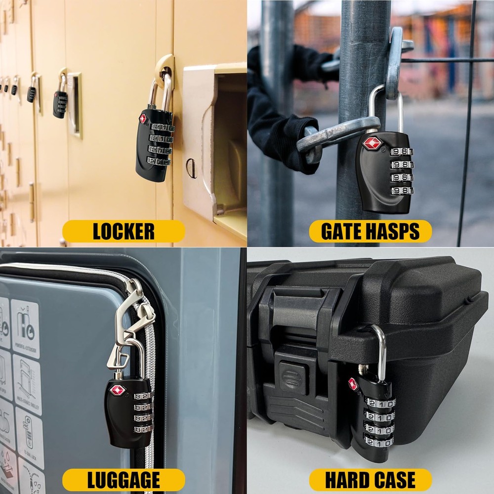2 Pack TSA Approved Gun Case Locks - 4 Digit Travel Locks, Small Combo Padloc