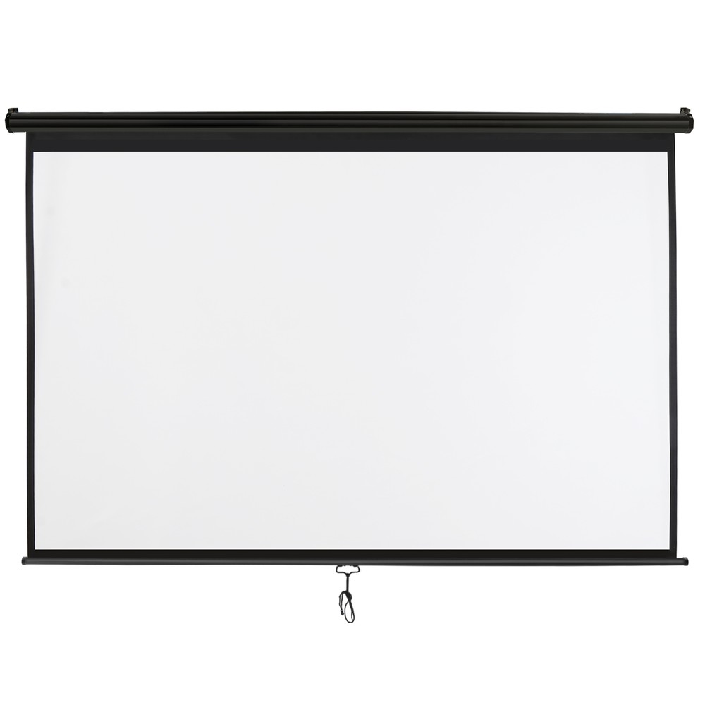 Projector Screen 100" Diagonal Projection Screen Manual Pull Down 16:10 HD Black