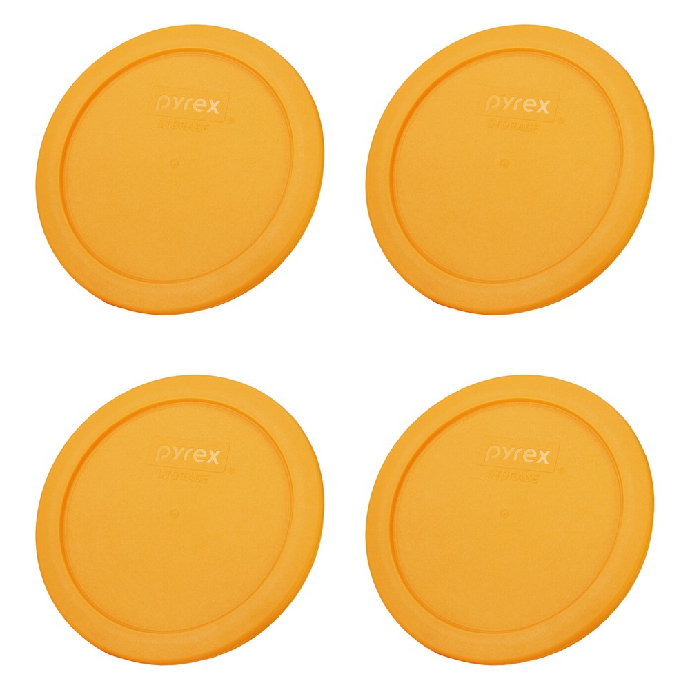 Pyrex 7201-PC 4-Cup Lemondrop Yellow Food Storage Replacement Lid (4-Pack)