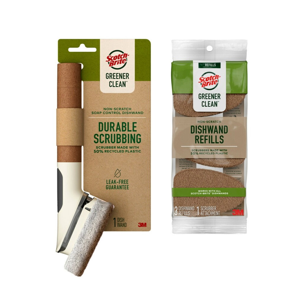 Greener Clean Non-Scratch Soap Control Dishwand with 3 Refills