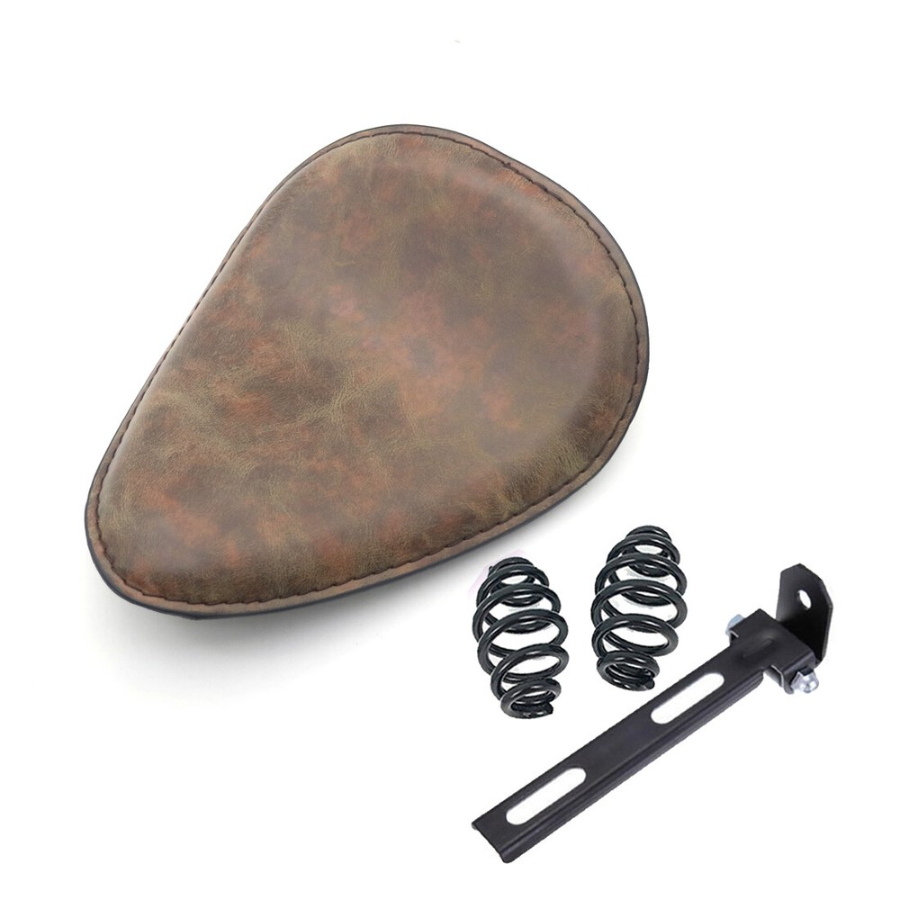 Retro Synthetic Leather Driver Seat Spring & Bracket For Harley Chopper Custom