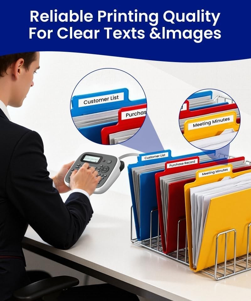 Versatile Label Maker Machine with Tape: Durable Waterproof Labels, 12mm - D210s