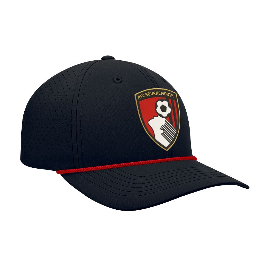 AFC BOURNEMOUTH Air Flow 6 Panel Black Hat 1863FC New