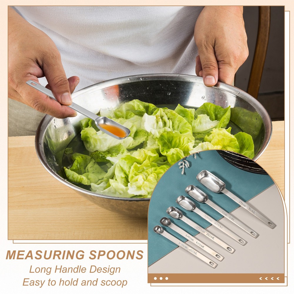3pcs (1tsp|1/3tbsp|5ml|1/6oz)Stainless Single Measuring Spoon, Silver