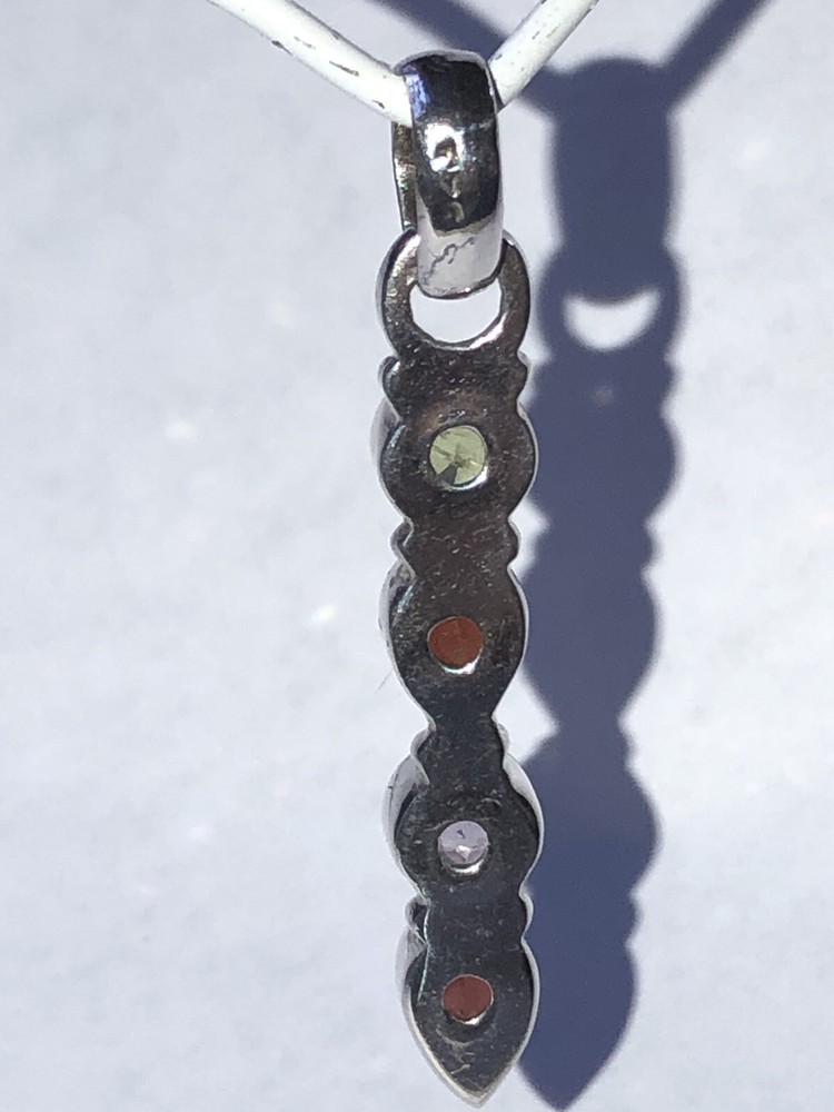 Handcrafted Mixed Gemstones Pendant 1.625”