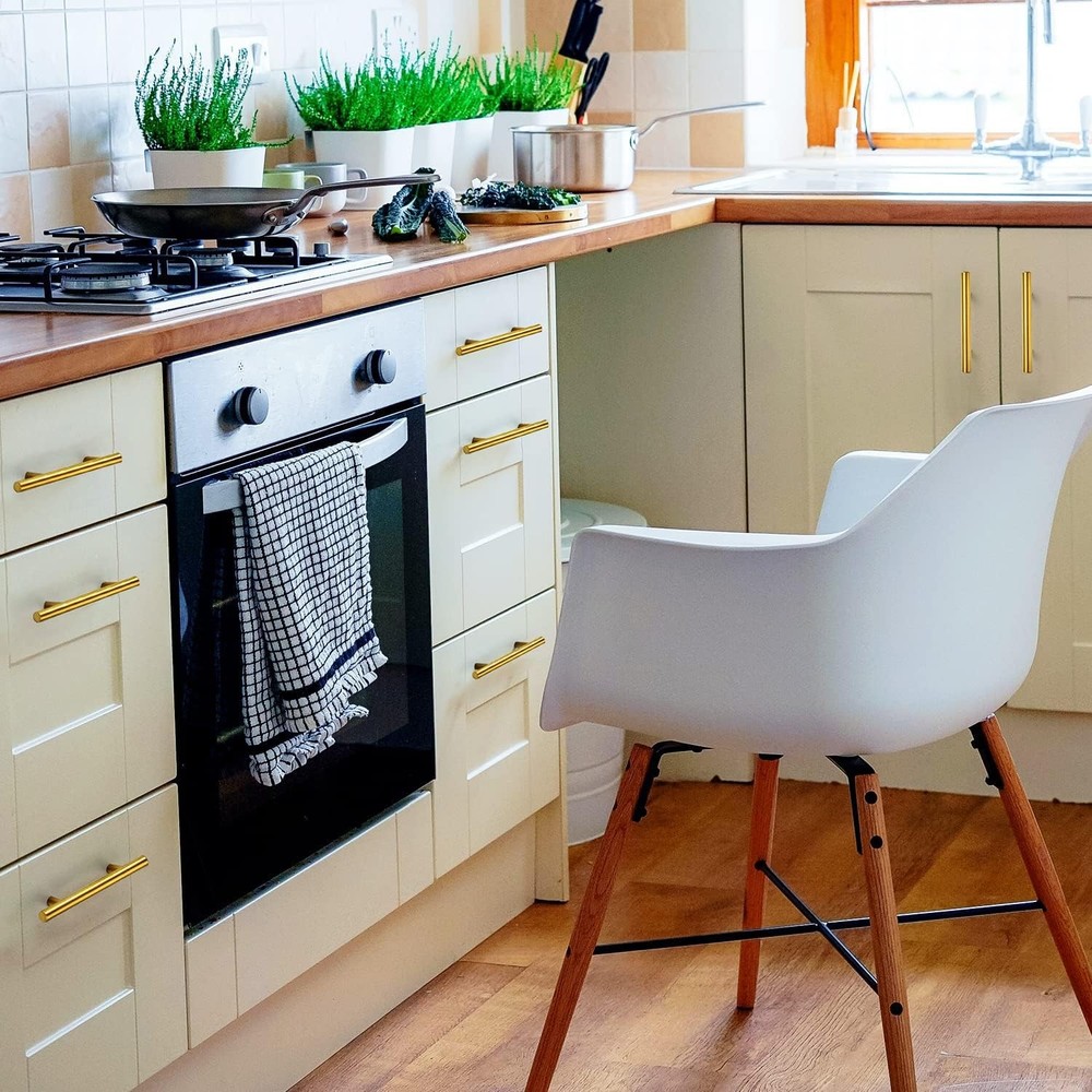 3 Pack | 5'' Cabinet Pulls Brushed Brass Stainless Steel Kitchen Drawer Pulls...