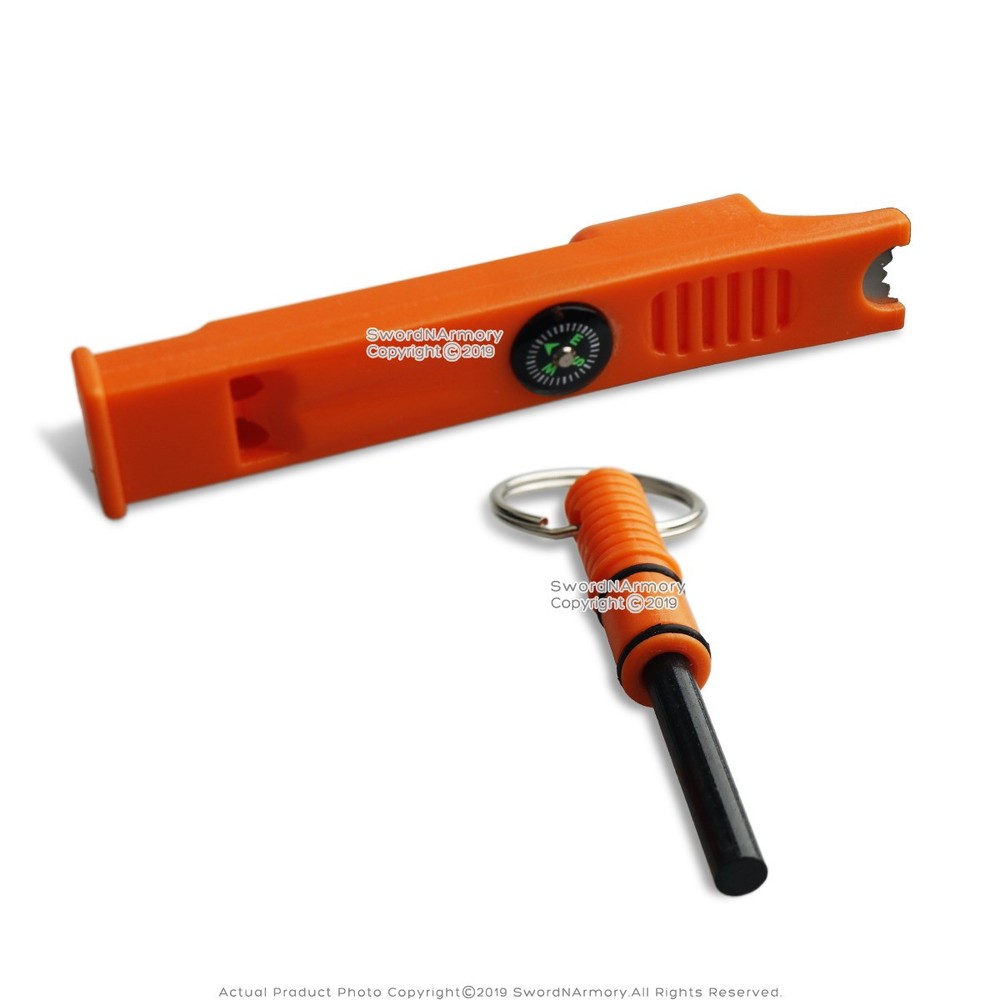 Fire Starter Whistle Compass Survival Tool 3 in 1 Emergency Multi-Tool Key Ring