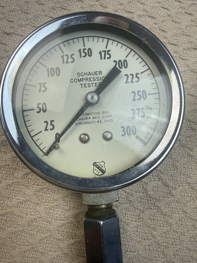 Vintage Schauer Compression Tester Untested, Original Box And Paperwork