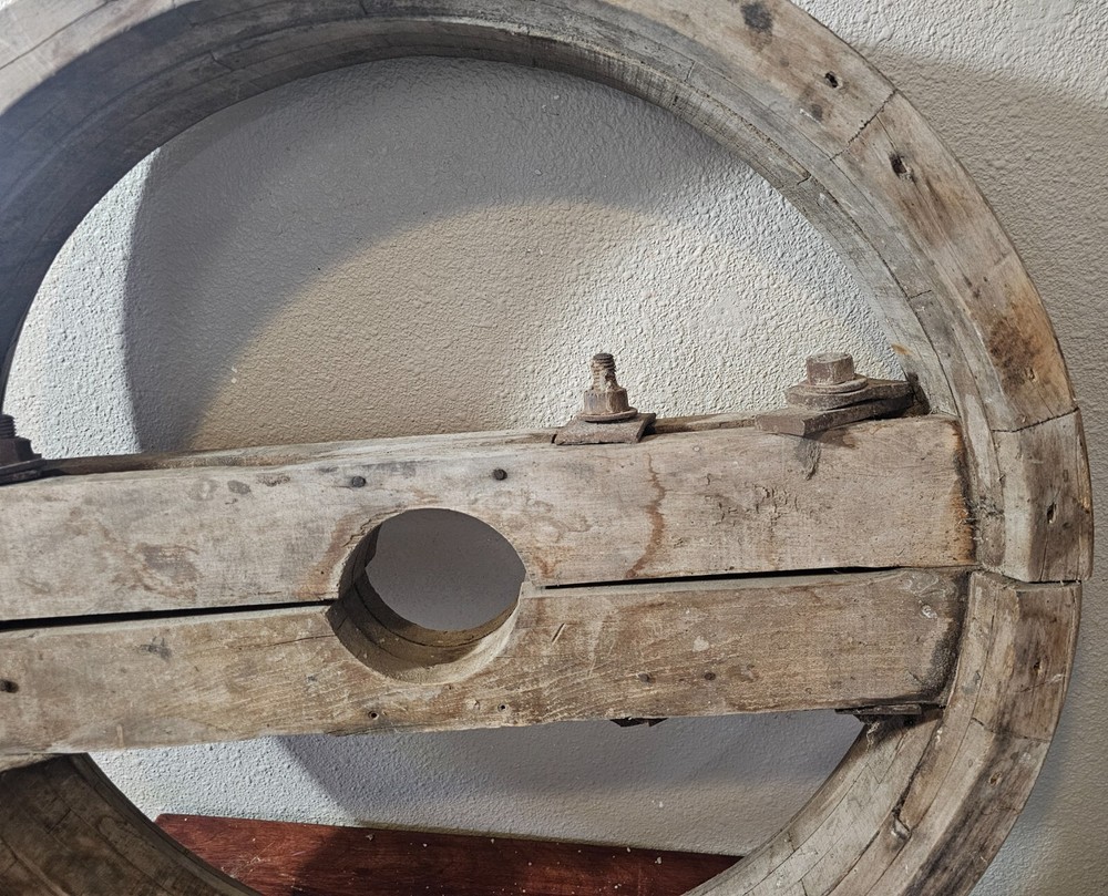 Antique 26" Split Wood Industrial Pulley