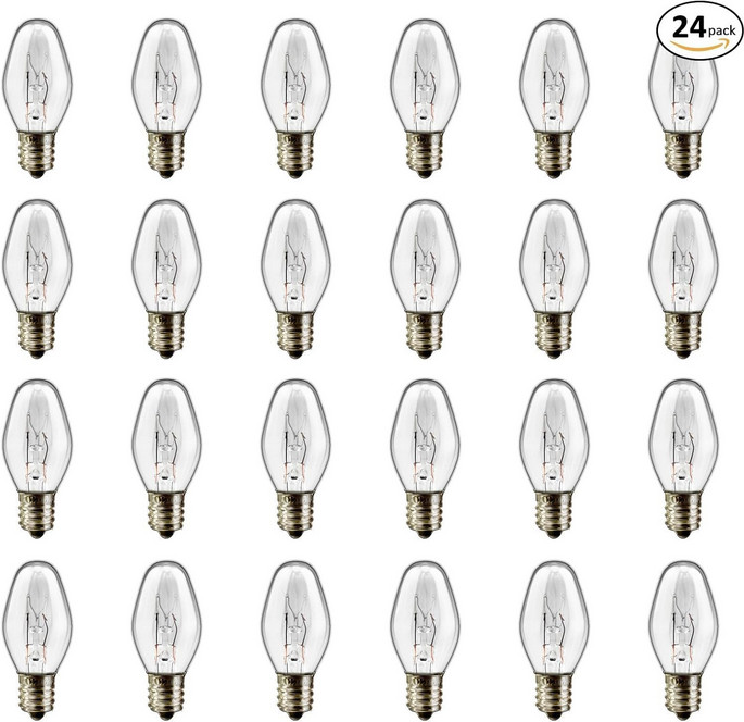 LinMiFo 24 Pack C7 Night Light Bulbs, 15 Watt Night Light Bulbs Dimmable, E12 Ca