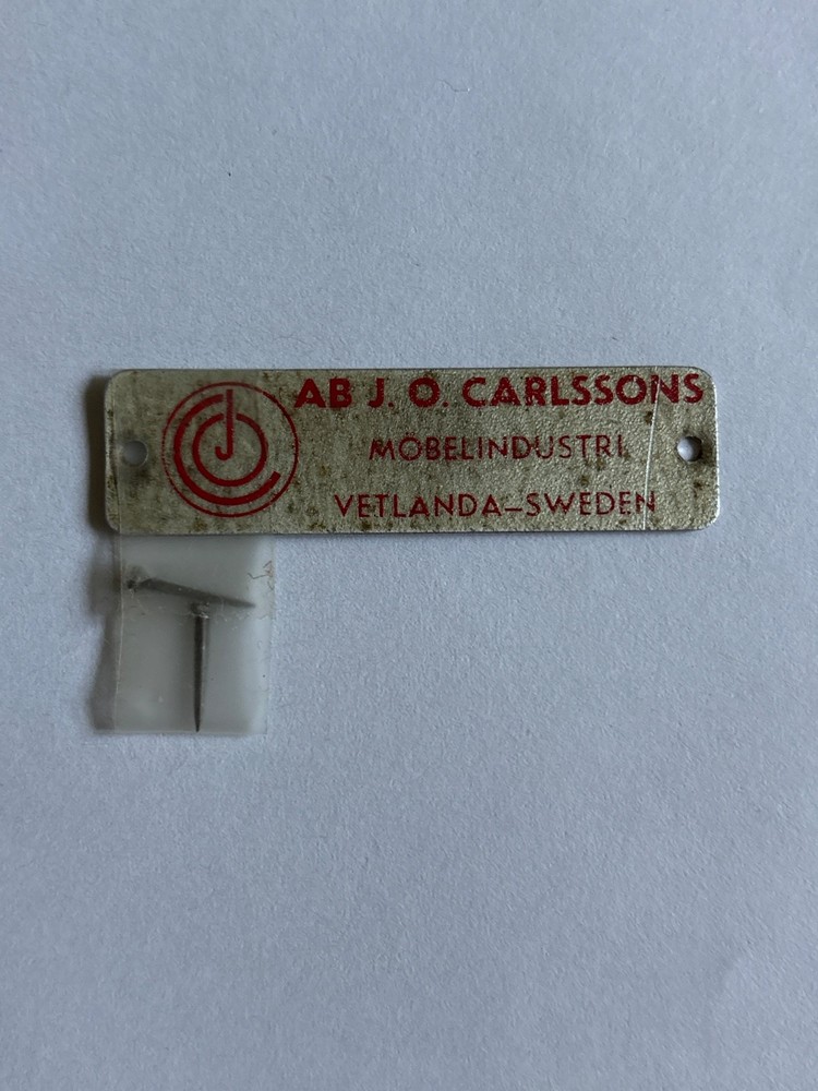 AB J.O. Carlssons Sweden badge tag emblem