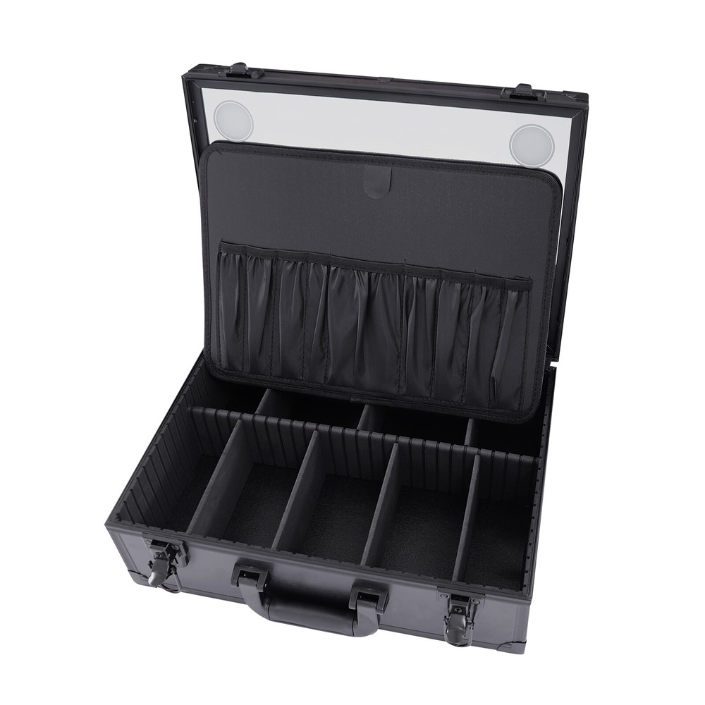 Large Makeup Train Case with LED Light & Mirror - Portable Organizer