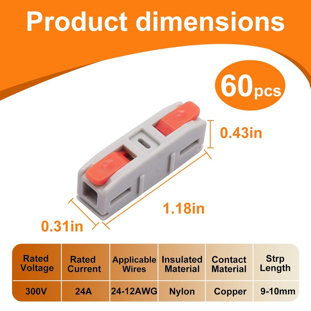 60PCS Lever Wire Connectors, Mini Quick Connectors Electrical Splicing Kit Pu...