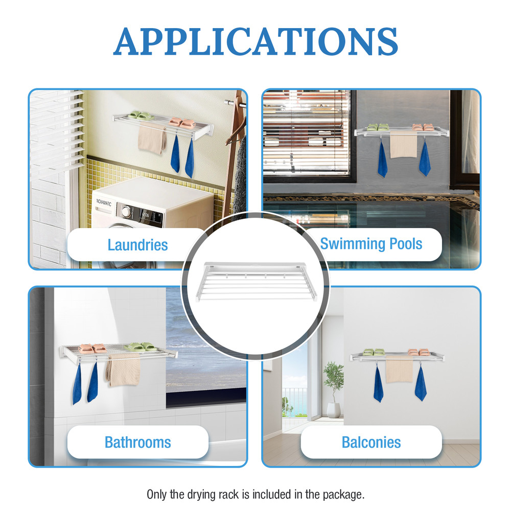 Wall-mounted Laundry Clothes Storage Dryer Hanger Retractable Drying Rack
