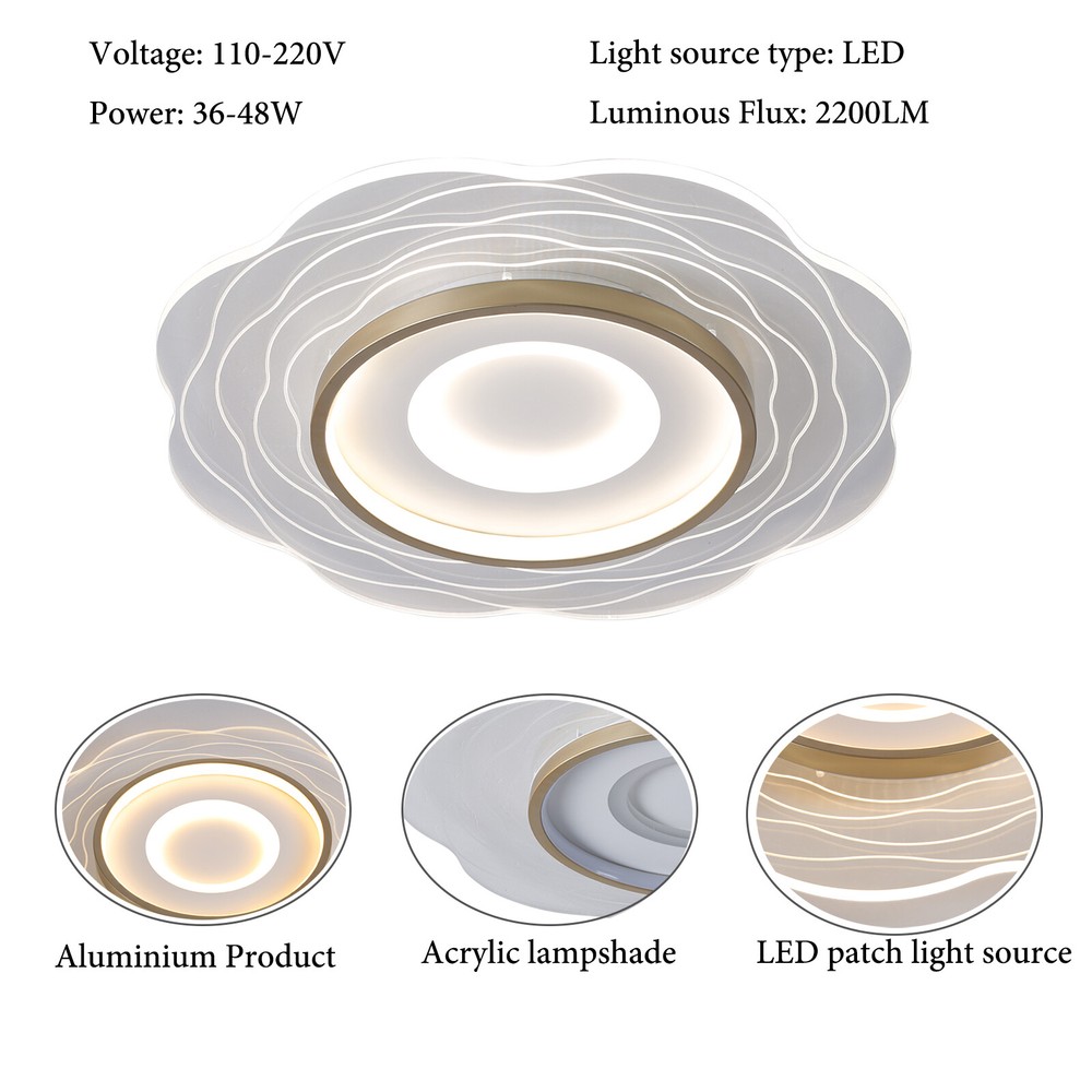 Modern 23" Ring LED Chandelier Flush Mount LED Ceiling Light with Remote Control