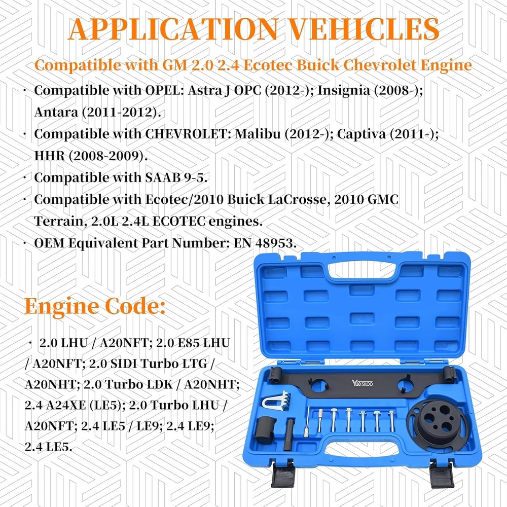 Camshaft Actuator Locking Timing Tool Kit, Compatible with GM Ecotec Buick Ch...