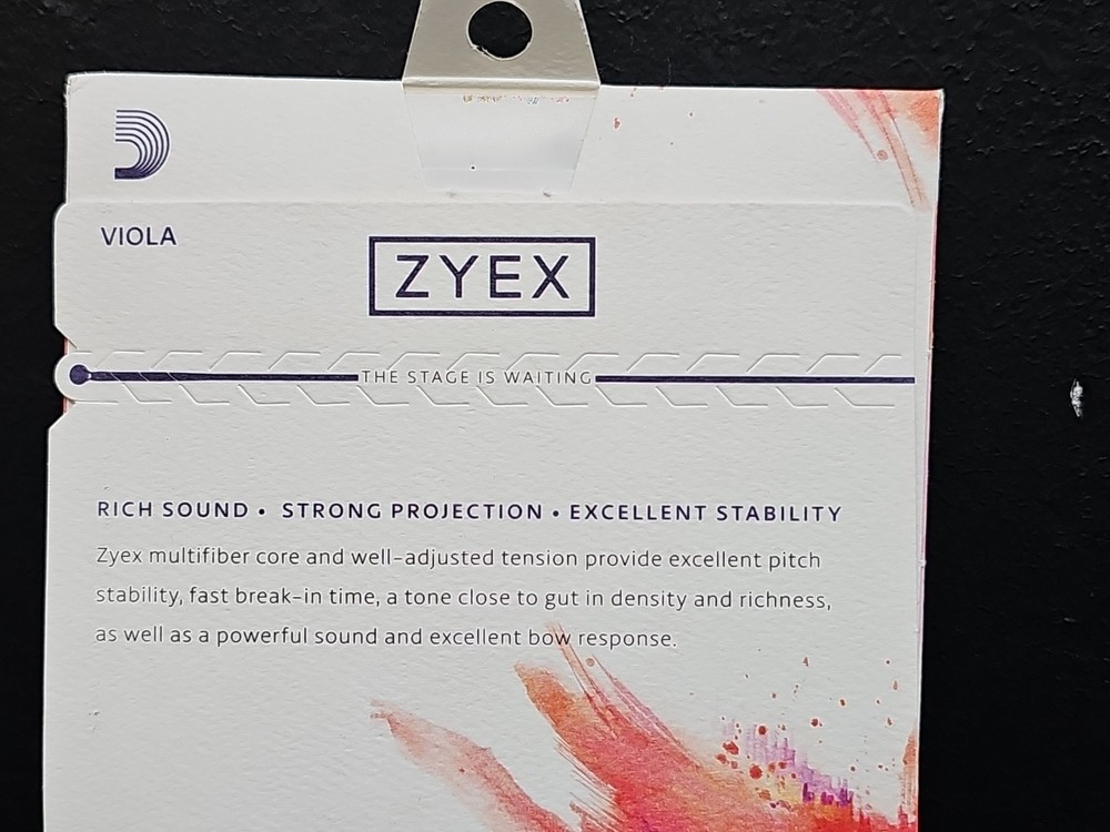 D'Addario Zyex Viola String Set DZ410 MM Medium Scale 15"-16" Medium Tension