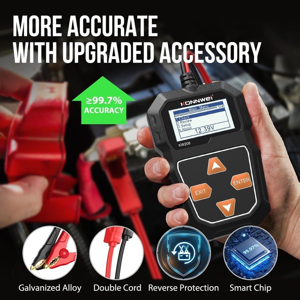 Portable 12V Battery Analyzer - Tests Cranking & Charging Systems with Ease