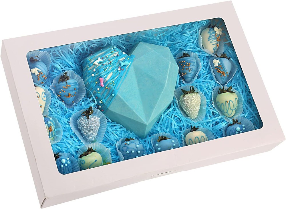 30-Pack 17" x 11" x 2.5" Cookie Boxes with Window, Large Bakery Boxes, White