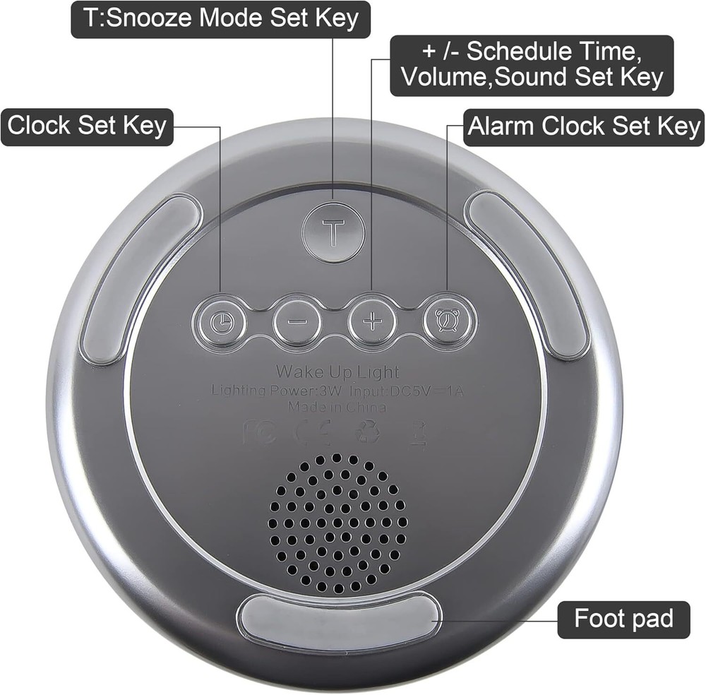 Touch Wake Up Night Light Sunrise Simulation Alarm Clock,3 Ways Dimmable Warm