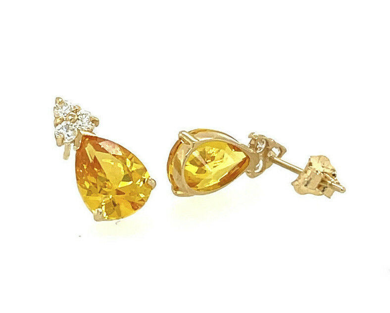 14k Yellow Gold Pear Shape Stud Earrings