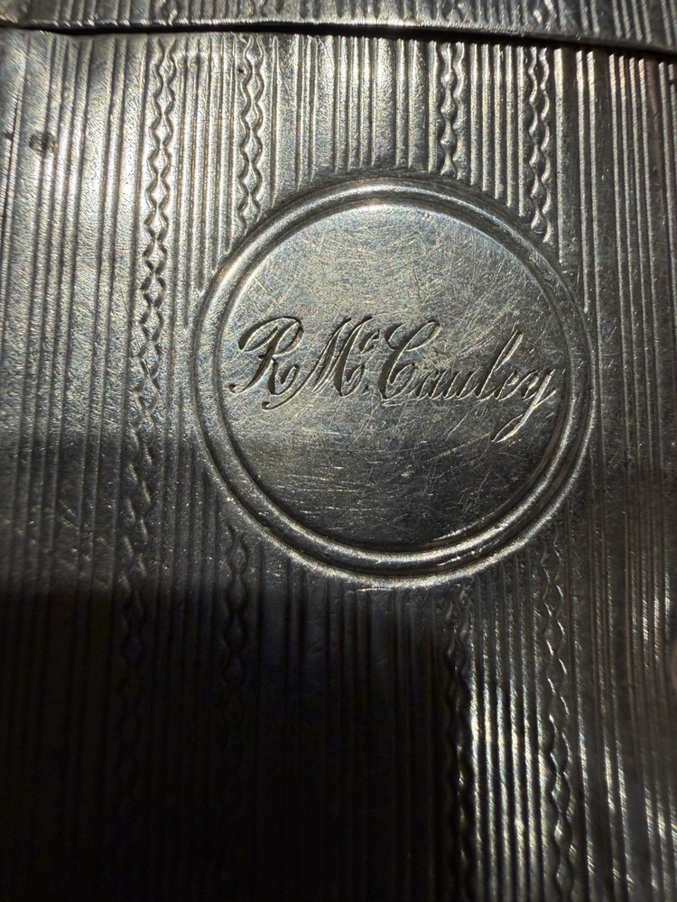 Edwardian Solid Silver Vesta Case Birmingham 1904 Engine Turned 38.5g Antique