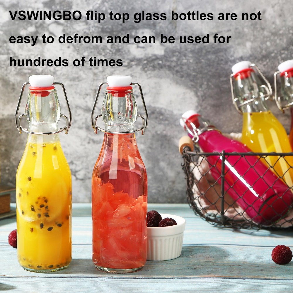 6 Pack 8.5oz Flip Top Glass Bottles,8.5oz swing top glass bottles with airtig...