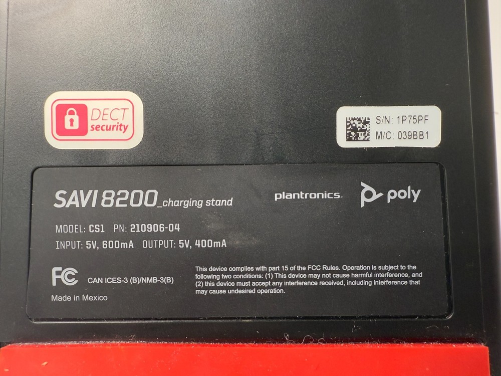 POLY PLANTRONICS SAVI 8200 CS1 No USB Adapter / Dongle