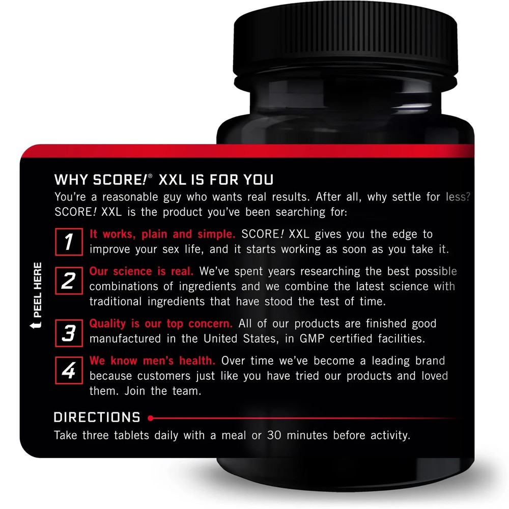 Force Factor Score! XXL Nitric Oxide Booster Supplement for Men, 30 Tablets