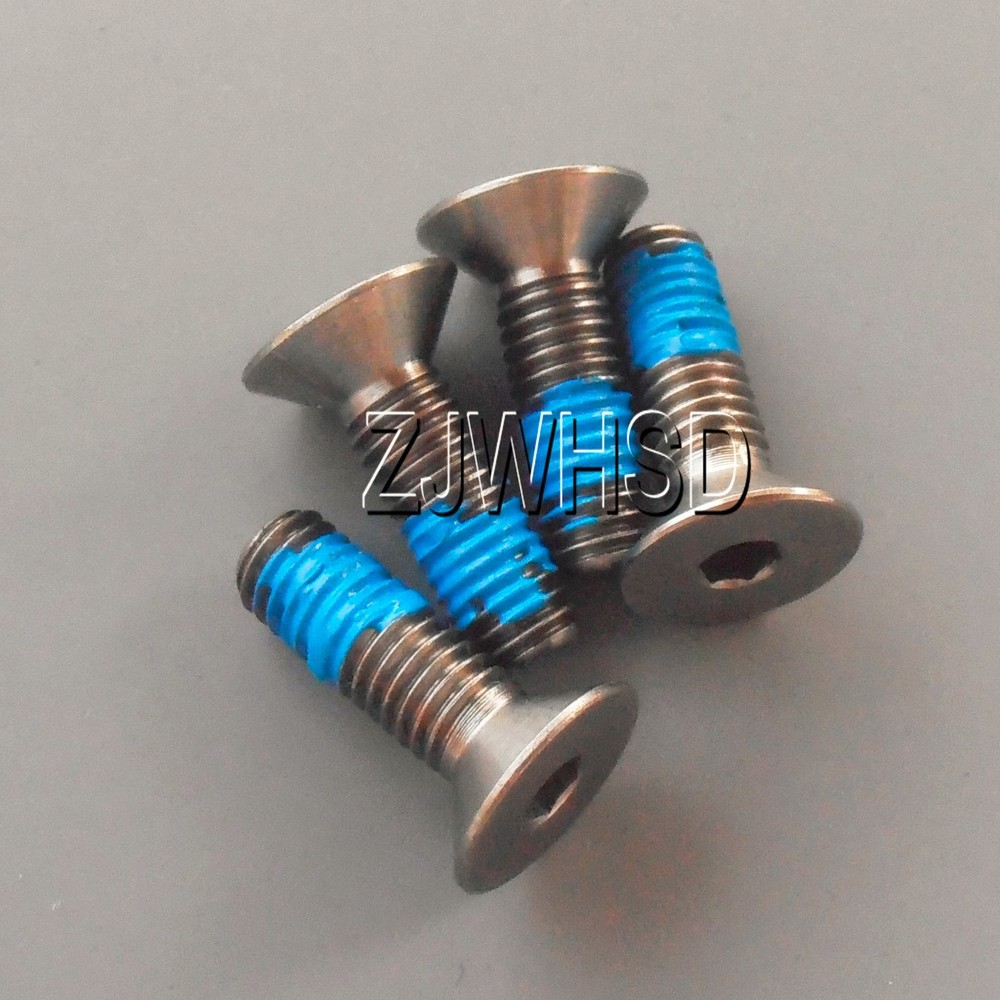 4pcs M5 x 16 Ti Titanium Screw Bolt Allen hex Socket Flat head with ThreadLocker