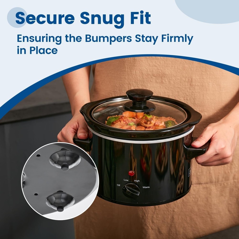 Durable Rubber Bumpers for Slow Cookers (4 Pack) - Easy Installation & Versatile