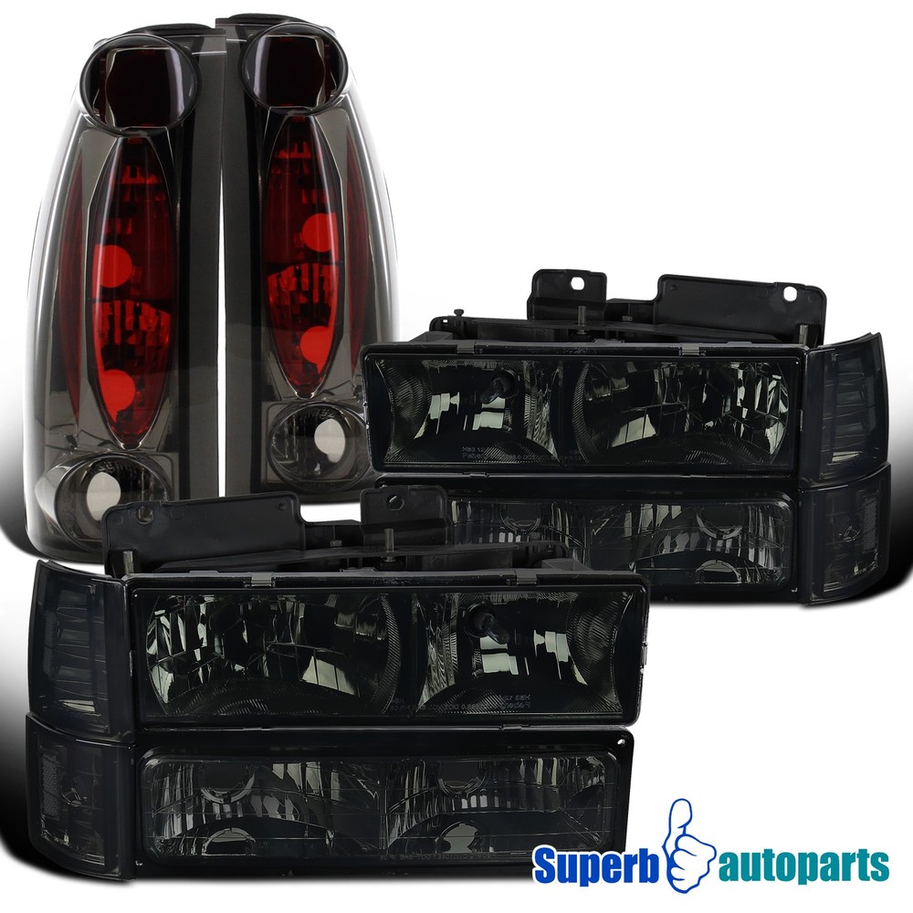 Fit 1994-1998 GMC C/K 1500 Sierra Headlight Corner Bumper Light Tail Light Smoke