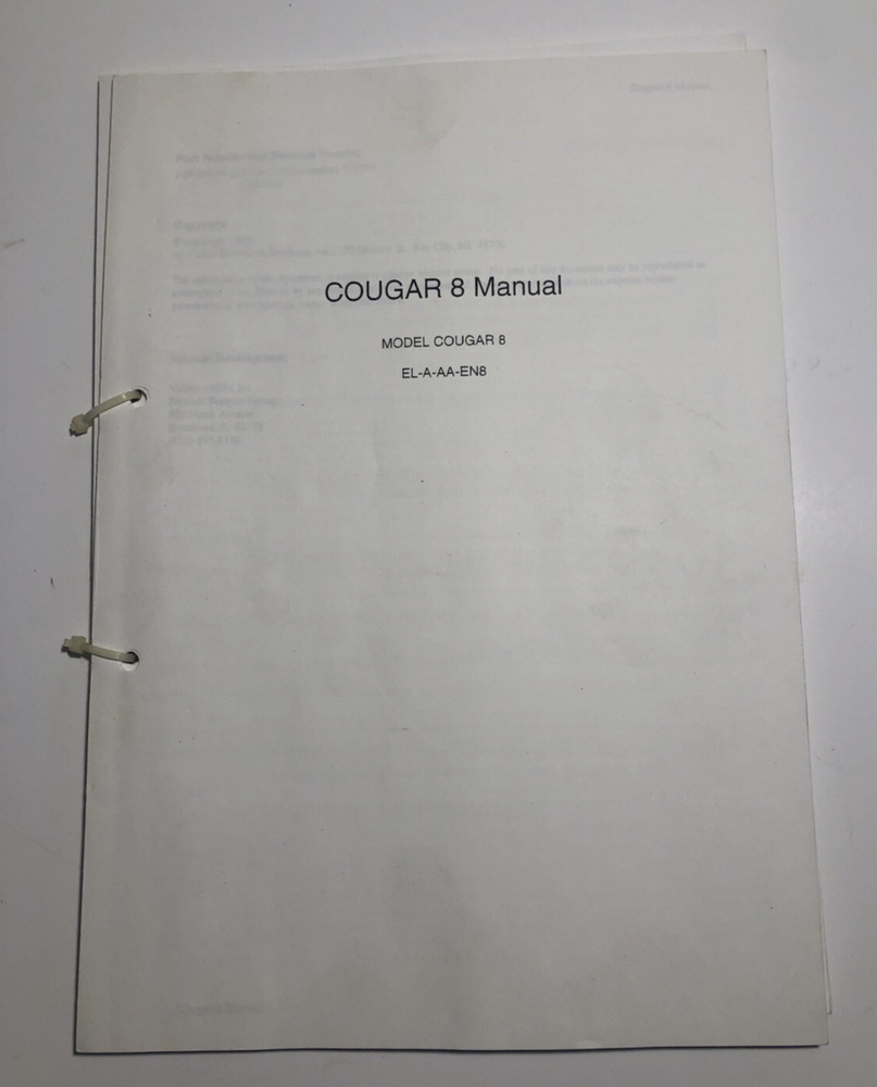 VALLEY COUGAR 8 DARTS MANUAL ARCADE Wiring