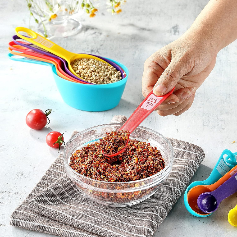 12PCS Measuring Cups, Colorful Measuring Cups and Spoons Set, Stackable Measuri