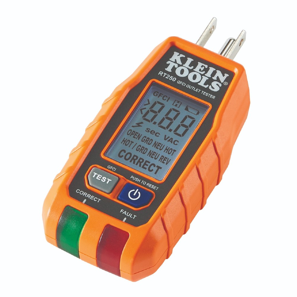 Klein Tools RT250 GFCI Receptacle Tester with LCD