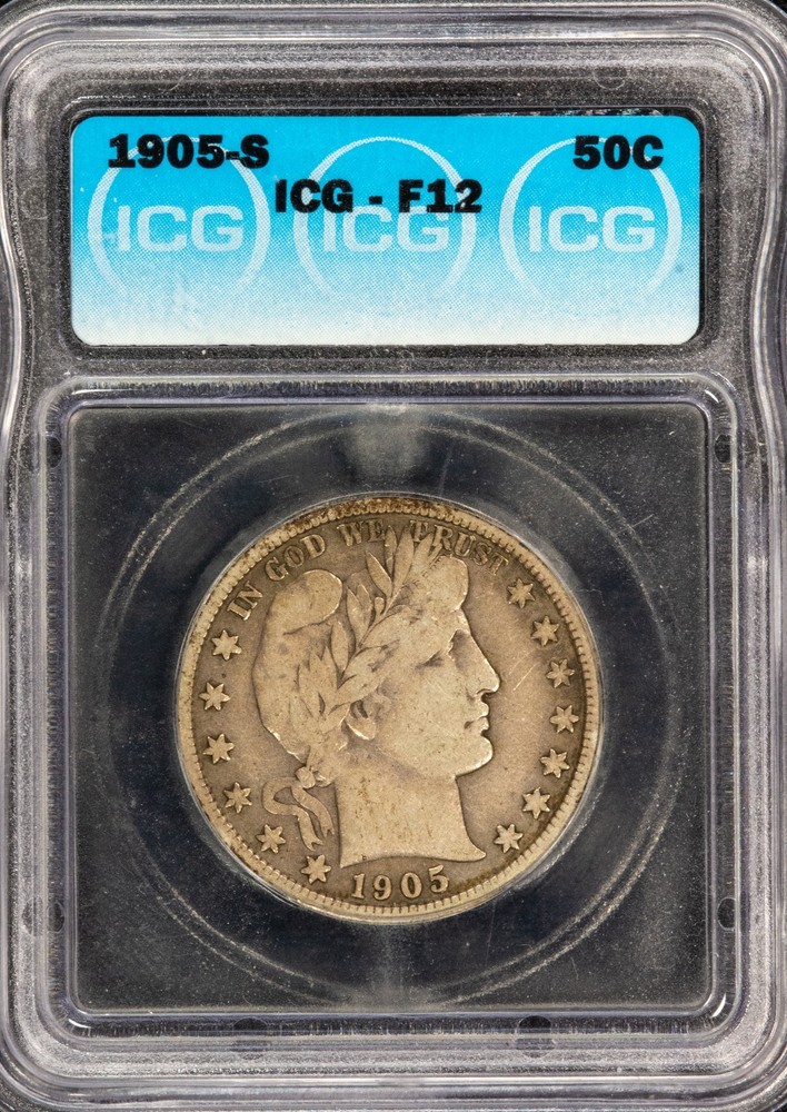 1905-S Barber Half Dollar ICG F12