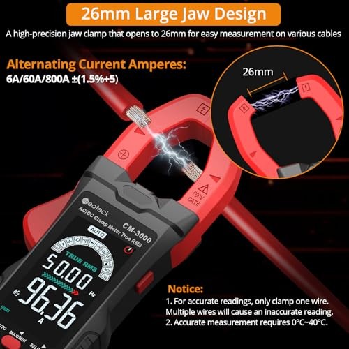 Clamp Meter 6000 Counts Clamp Multimeter 800A 6000Counts,800A AC Current Red