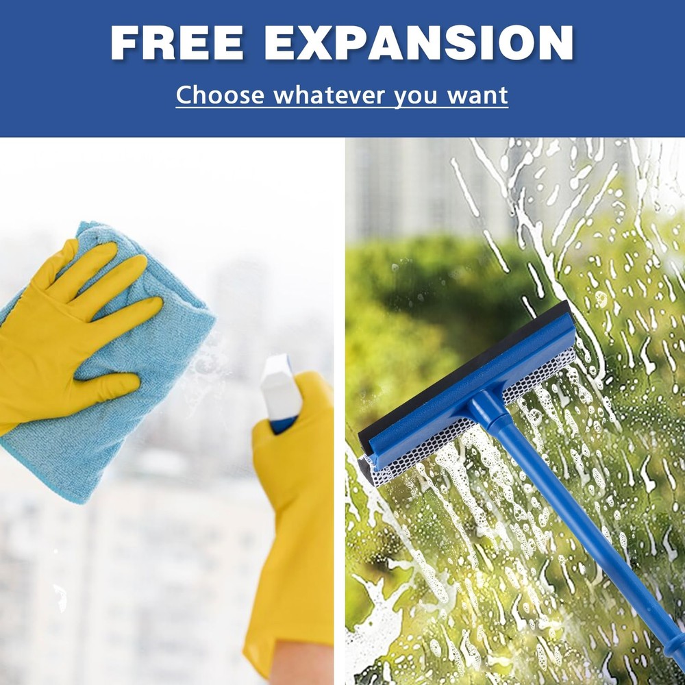 15.9" Window Squeegee for Car,2 in 1 Plastic pole, Blue