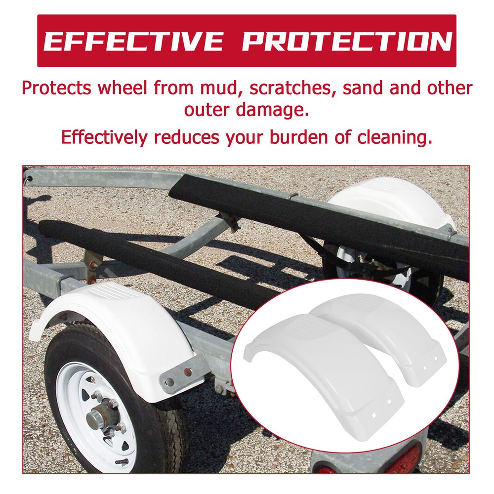 HECASA Pair Single-Axle Trailer Fenders Fits 8"-12" Wheels Top Step Skirt Boat