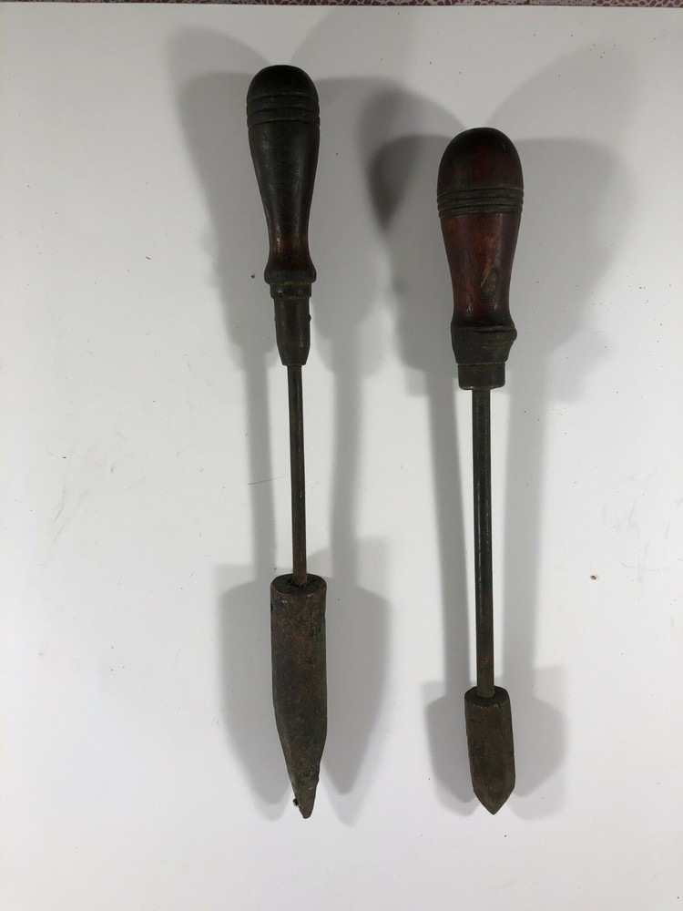 2 Vintage Wood Handle Soldering Irons