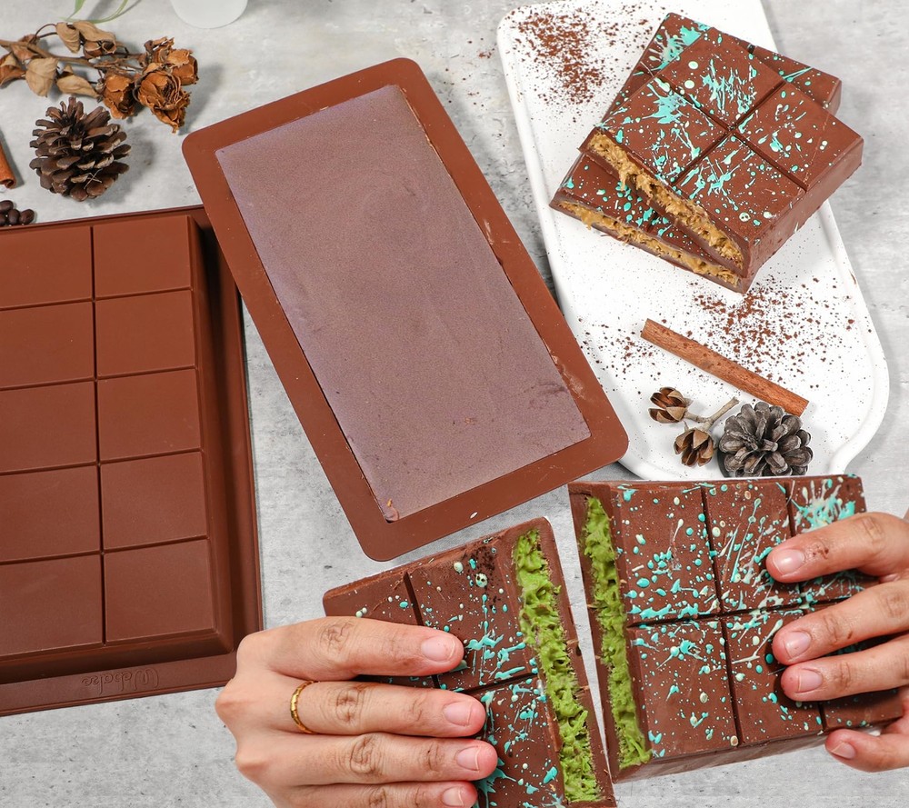 Deep Chocolate Bar Molds 2 Pack, 1 Inch Deep Large and Thick Silicone Chocolate