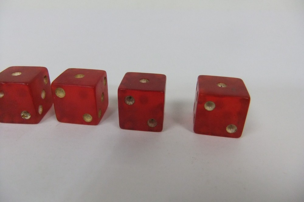 Red Translucent Bakelite Dice with Cheater Dice 1/2”